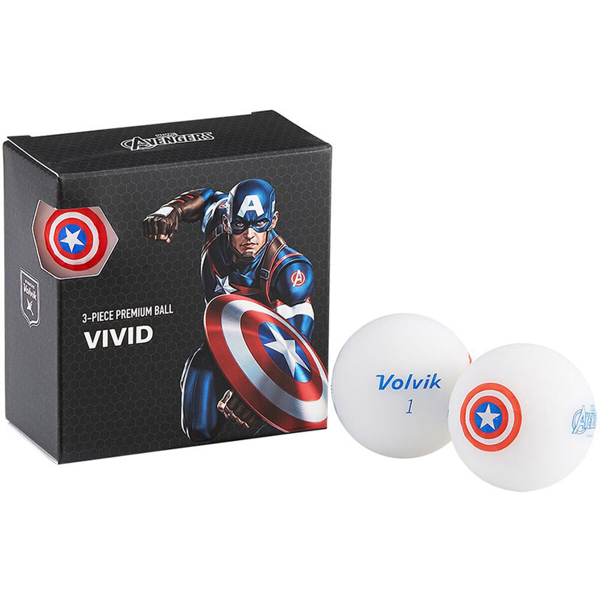 Volvik Blue, White and Red Marvel's Captain America Print 4 Pack of Golf Balls, Size: One Size  | American Golf von Volvik