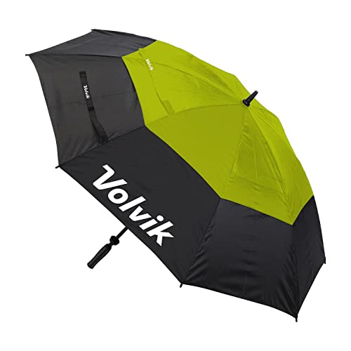 Volvik Golf Regenschirm Automatik XXL 157 cm hoch Regenwindschutz Doppelschicht Fiberglas, schwarz/lime, Einheitsgröße, Golf von Volvik