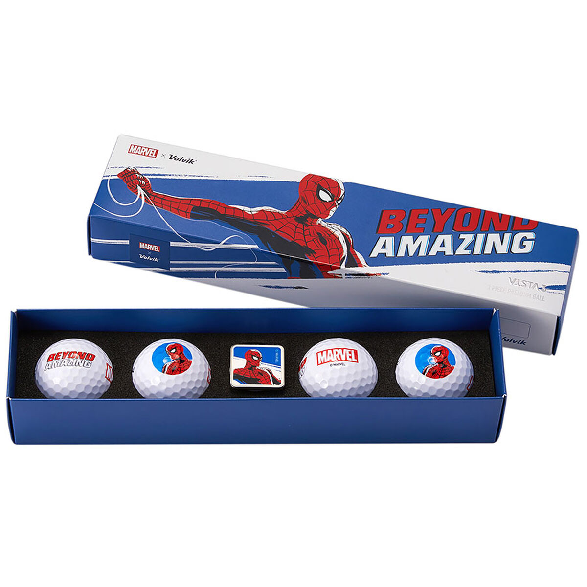 Volvik Marvel 4 Golf Ball Pack & Marker, Mens, Amazing spider man | American Golf von Volvik