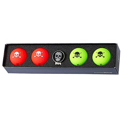 Volvik Unisex-Erwachsene Vivid Skull Pack Spezieller Golfball, rot/grün, Large von Volvik