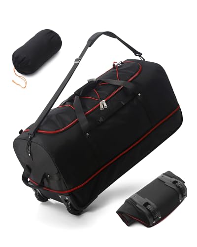Vomgomfom 32" 110L Erweiterbar 140L Reisetasche mit 2-Inline-Rädern, Faltbare Extra Große Sporttasche mit Multi-Griffe, Armee Grün von Vomgomfom