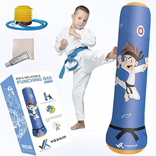 Aufblasbarer Kinder-Boxsack – robuster Boxsack mit Pumpe, schneller Rückprall für Karate, Taekwondo, MMA & Wut – Selbstverteidigung Standboxsäcke Set für Kinder ab 3 Jahren von Voxkin