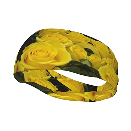 Sportschweißband mit gelben Rosen. Dies ist ein Stirnband-Schweißband, mit dem Sie sich wohl fühlen, das perfekte Stirnband für einfache Übungen. von Vrkajzew