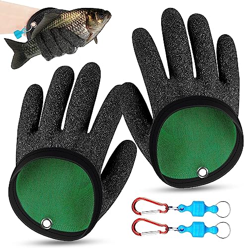 2 Pcs Angelhandschuhe,Wasserdichte Angelhandschuhe Jagdhandschuhe Fisch Fang Handschuhe Anti Schnitt Angelhandschuhe Mit Anti Schnitt Und Magnetverschluss Für Den Sicheren Umgang Mit Hecht,Wels,Zander von Vulevirtue