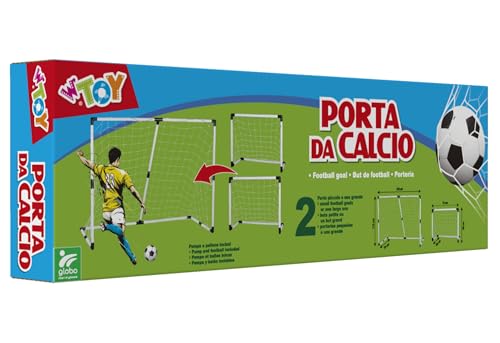 Mini-Fußballtor verstellbar – 2 Größen in 1 – umwandelbar von 74 cm bis 145 cm Breite – Ball und Pumpe enthalten – Globus Toys – WToy 41213 von W'TOY
