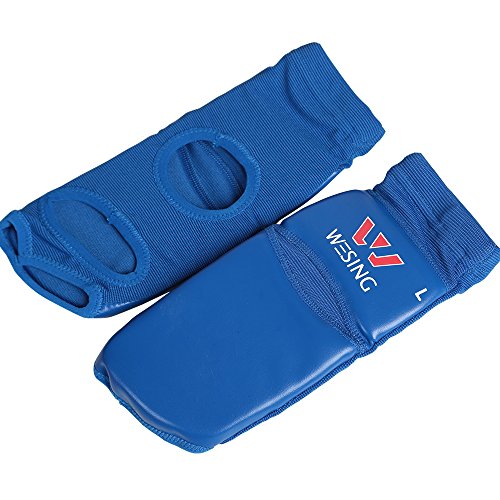 Wesing Instep Guards Fußschutz für Sanda Boxen MMA Erwachsene PU Leder - blau - L von W WESING