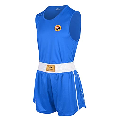 Wesing Wushu Sanda Anzug Sanshou Uniform Competetion Training Sanda Bekleidung Set - XX-Small - blau von W WESING