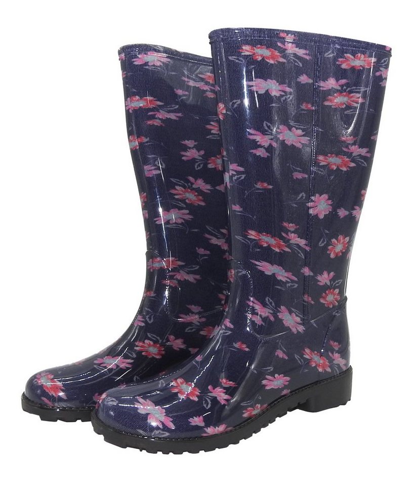 W.K. TEX GmbH Gummistiefel Damen Regenstiefel Damenstiefel Stiefel Stiefeletten Blumen geblümt bunt Motiv von W.K. TEX GmbH