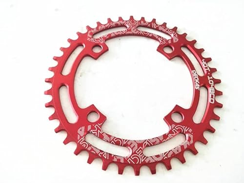 WABTU Kettenblatt Rundes 104BCD 40/42/44/46/48/50/52 T Mountainbike MTB-Fahrrad for 8-12-Gang-Kurbelgarnitur Aluminium-Kettenblatt KettenbläTter (Chainwheel Teeth : 44T, Color : Red) von WABTU
