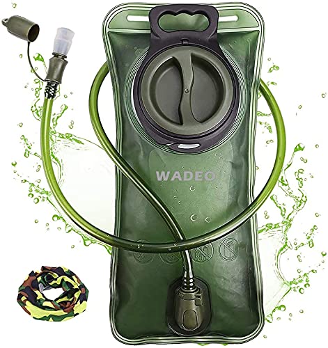 WADEO Premium Trinkblase 2 Liter, Hydration Blase BPA-frei, auslaufsicherer Wasserspeicher für Rucksack, Hydration Bladder Wasserblase Trinkbeutel für Wandern Klettern Radfahren Camping - grün von WADEO