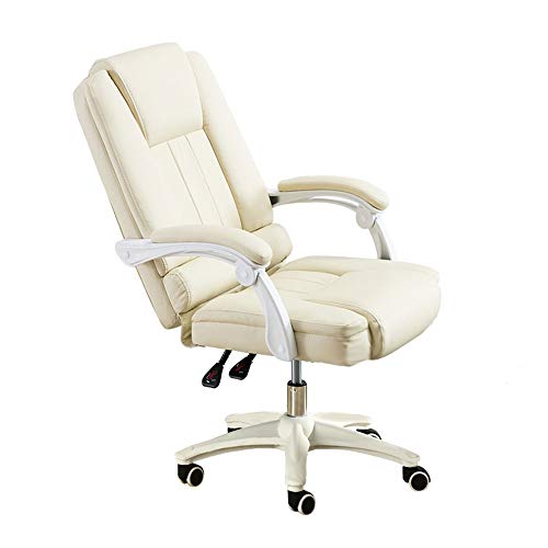 Bürostuhl, hohe Rückenlehne, Computer-Schreibtischstuhl, verstellbarer PU-Leder-E-Sport-Spielsitz mit Fußstütze, ergonomischer Videospiel-Drehstuhl, Tragfähigkeit: 330 lbs (Farbe: gebrochenes Weiß) To von WADRBSW