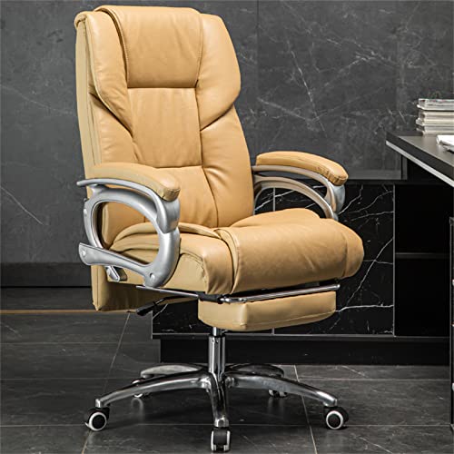 Chefbürostuhl, 360° drehbarer Computer-Schreibtischstuhl mit Rückenstütze, 90°-135° neigbarer Bürostuhl, ergonomischer Stuhl aus Mikrofaserleder mit Fußstütze und Verbindungsarmlehnen,Gelb To pursue von WADRBSW