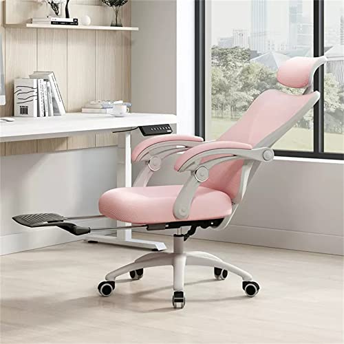 Computer-Chefschreibtischstuhl mit Rollen, 360 ° drehbarer Arbeitsstuhl, ergonomischer Bürostuhl mit Fußstütze, Heimbürostuhl mit verstellbarer Kopfstütze und Rückenlehne, Pink To pursue happiness von WADRBSW