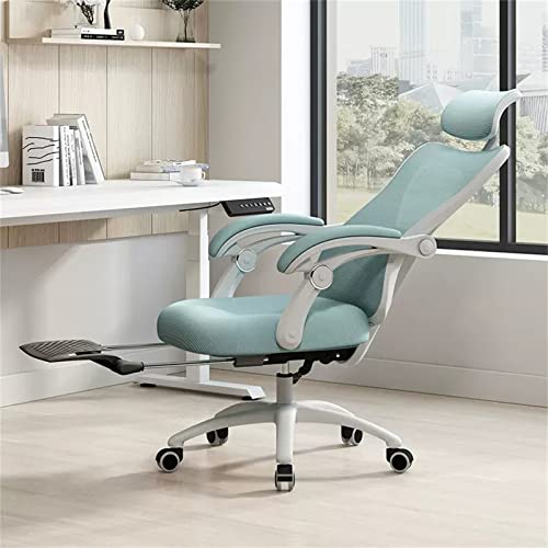 Computer-Chefschreibtischstuhl mit Rollen, 360 ° drehbarer Arbeitsstuhl, ergonomischer Bürostuhl mit Fußstütze, Heimbürostuhl mit verstellbarer Kopfstütze und Rückenlehne, blau To pursue happiness von WADRBSW