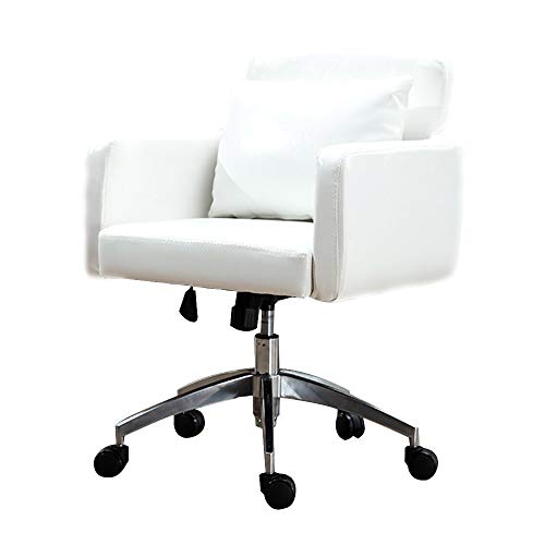 Computerstuhl, Chef- und ergonomischer Drehstuhl, höhenverstellbarer Leder-Schreibtisch-Gaming-Stuhl mit Liegefunktion, drehbarer Computerstuhl für Arbeitszimmer (Farbe: Weiß) To pursue happiness von WADRBSW