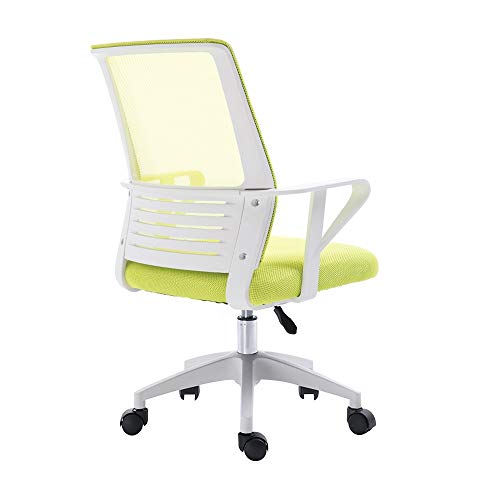 Computerstuhl, ergonomischer Computer-Schreibtischstuhl, höhenverstellbar, drehbarer Chefbürostuhl, einteilige Armlehne, hohe Rückenlehne, großer Stoff-Gaming-Stuhl (Farbe: Grün, Größe: Weißer Rahmen) von WADRBSW