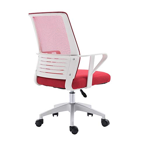 Computerstuhl, ergonomischer Computer-Schreibtischstuhl, höhenverstellbar, drehbarer Chefbürostuhl, einteilige Armlehne, hohe Rückenlehne, großer Stoff-Gaming-Stuhl (Farbe: Rot, Größe: Weißer Rahmen) von WADRBSW