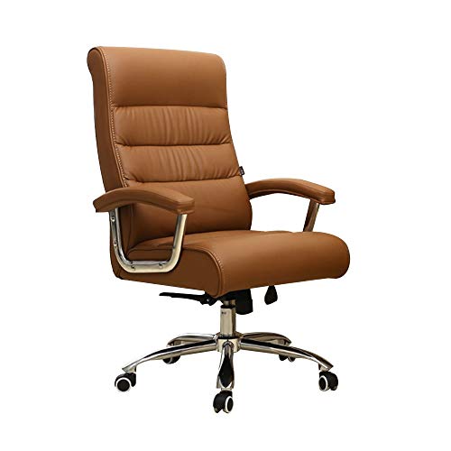Computerstuhl, großer E-Sport-Stuhl, feste Armlehne, ergonomischer, drehbarer Gaming-Stuhl mit hoher Rückenlehne, eng verstellbarer Büro-Schreibtischstuhl aus Leder für Arbeitszimmer (Farbe: Kamel) von WADRBSW