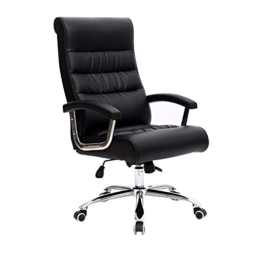 Computerstuhl, großer E-Sport-Stuhl, feste Armlehne, ergonomischer, drehbarer Gaming-Stuhl mit hoher Rückenlehne, eng verstellbarer Büro-Schreibtischstuhl aus Leder für Arbeitszimmer (Farbe: Schwarz) von WADRBSW