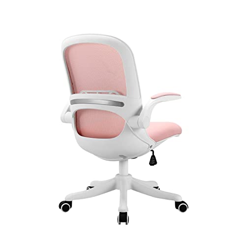 Ergonomischer Bürostuhl mit mittlerer Rückenlehne, um 360° drehbarer Computer-Schreibtischstuhl mit Lordosenstütze, höhenverstellbarer Chefsessel für Erwachsene und Kinder, 6 Farben (Farbe: Rosa) To von WADRBSW