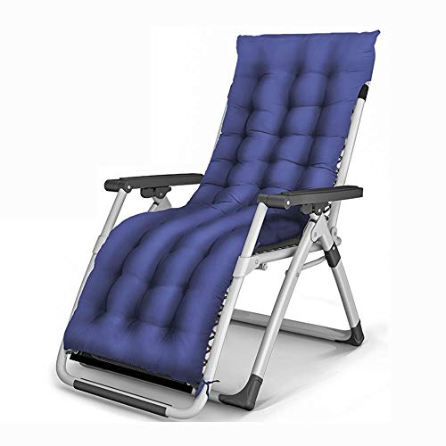 Loungesessel, Sonnenliegen, Zero Gravity Chair, übergroßer Liegesessel mit abnehmbarem Kissen und Tablett für drinnen und draußen, ergonomischer Terrassensessel (Farbe: mit blauem Kissen) To pursue von WADRBSW