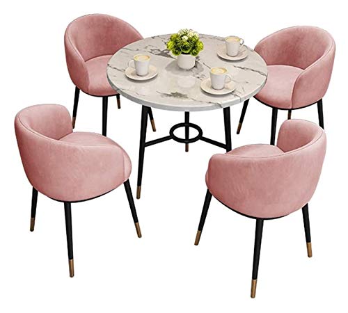 Moderner Konferenztisch, Business-Couchtisch, runder Tisch und Stuhl-Set, Büro, Besprechungsraum, Freizeitbereich, einfacher Marmortisch, Café, Hotelkorridor, Rezeption (Farbe: Gelb) (Pink) To pursue von WADRBSW