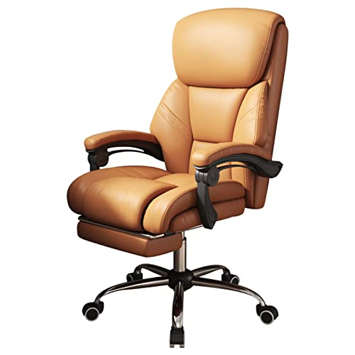 PU-Lederstuhl mit hoher Rückenlehne, drehbarer, rollender Spielstuhl aus Leder, mit Armlehne und einziehbarer Fußstütze, ergonomischer Bürostuhl, für das Schlafzimmer zu Hause,Orange To pursue von WADRBSW