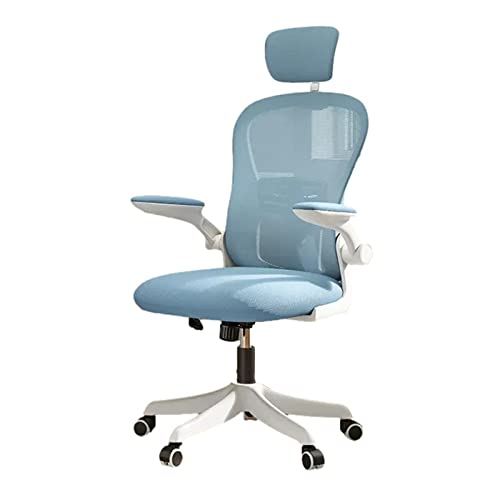Schreibtischstuhl mit hoher Rückenlehne, um 360 ° drehbarer Rollarbeitsstuhl, ergonomischer Netz-Bürostuhl, verstellbare Kopfstütze und Rückenlehne, mit hochklappbaren Armlehnen, Lordosenstütze und von WADRBSW