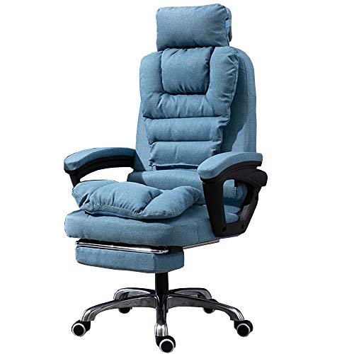Sessel, Chefsessel, drehbar, Computerstuhl, Stoff-Liegestuhl, um 155° neigbar, moderne Einfachheit, abnehmbare Kopfstütze, bequemer Bürostuhl, Aufbewahrungsdesign auf der Rückseite, mit Fußstütze von WADRBSW