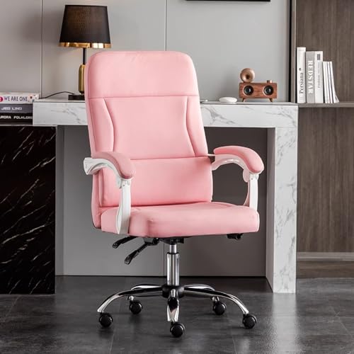 Sessel Chefbürostuhl mit hoher Rückenlehne und Kippfunktion, Computerstuhl aus PU-Leder mit Armlehnen, drehbaren Rädern, perforiertes Design für bessere Atmungsaktivität (Farbe: Pink) To pursue von WADRBSW