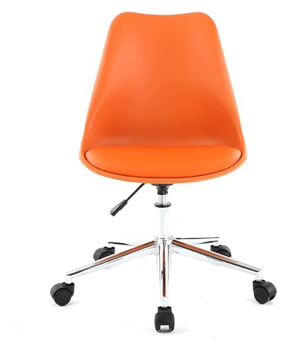 Stuhl, drehbarer Schreibtischstuhl, armloser Büro-Schreibtischstuhl mit Rollen, PU-Leder-Computerstuhl mit mittlerer Rückenlehne, verstellbarer Dreh-Arbeitsstuhl/Orange/Größe To pursue happiness von WADRBSW