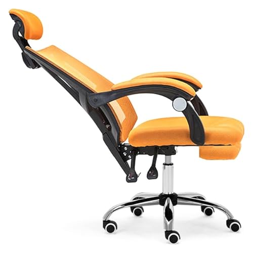 Stuhl Bürostuhl mit Fußstütze, ergonomischer Netz-Schreibtischstuhl, Lordosenstütze, Computerstuhl mit verstellbarer Kopfstütze, drehbarer Arbeitsstuhl, höhenverstellbarer Gaming-Stuhl//Orange/Größe von WADRBSW