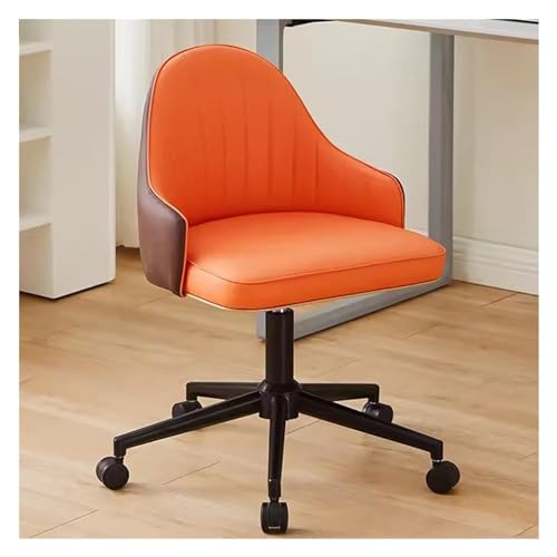 Stuhl Kunstleder Schreibtischstuhl Drehsessel Bürostuhl mit schwarzem Rahmen, höhenverstellbarer Computer-Arbeitsstuhl Moderner rollender ergonomischer Gaming-Stuhl mit Rollen/Orange/Größe To pursue von WADRBSW