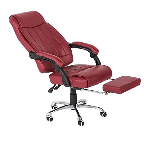 WADRBSW 360° drehbarer Computer-Schreibtischstuhl, Chefbürostuhl, 90°-135° neigbarer Bürostuhl, ergonomischer PU-Stuhl mit Fußstütze und Verbindungsarmlehnen, rot to Pursue Happiness von WADRBSW