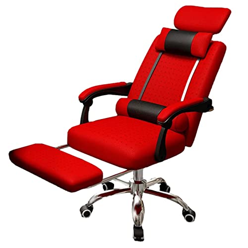 WADRBSW Chefsessel mit hoher Rückenlehne, ergonomischer drehbarer Bürostuhl mit einziehbarer Fußstütze, Verstellbarer Kopfstütze und gepolsterter Armlehne, für das Heimbüro, Rot to Pursue Happiness von WADRBSW
