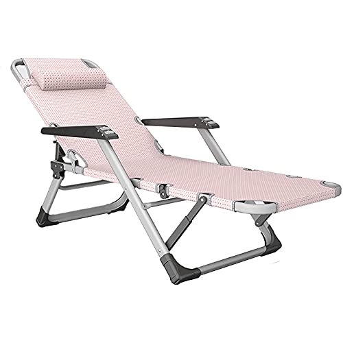 WADRBSW Lounge-Sessel, tragbarer rosafarbener Outdoor-Liegestuhl, riesiges Sonnendeck/Pool/Strand, Faltbare Liegestühle mit Massage-Armlehne to Pursue Happiness von WADRBSW