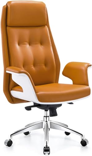 WADRBSW Sessel, Chefbürostuhl, PU-Computer-Liegestuhl für das Heimbüro, robuste Bürostühle aus Leder mit Verstellbarer Rückenlehne, ergonomischer Drehstuhl (Farbe: Orange) to Pursue Happiness von WADRBSW