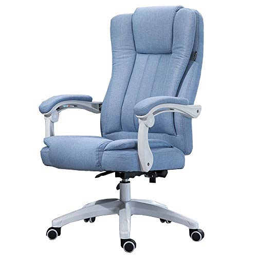 WADRBSW Sessel Executive Recline Racing Gaming-Stuhl mit 74 cm hoher Rückenlehne, großem Sitz und Kippfunktion, Bürostuhl, Leinenstoff (Farbe: Hellblau) to Pursue Happiness von WADRBSW