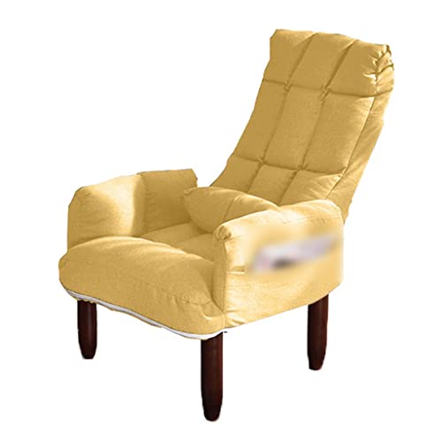 Moderner Mid-Century-Stuhl, Chaiselongue für den Innenbereich mit Armlehnen, bequemer gepolsterter Einzelsofastuhl, Holzstuhl mit Ohrensessel-Aufbewahrungstaschen, fauler Stuhl für Schlafzimmer und von WAGXIyU