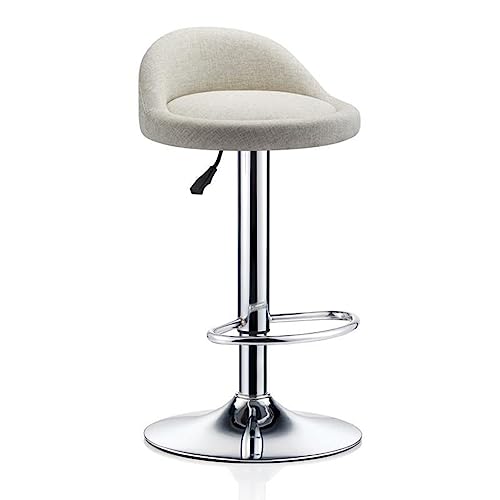 WAGXIyU Barhocker, rund mit Verstellbarer Rückenlehne, um 360 Grad drehbare Sitzfläche für Küchentheke, Stahl-Bistro-Pub-Stühle (Farbe: Weiß, Größe: 32 x 60–80 cm) von WAGXIyU