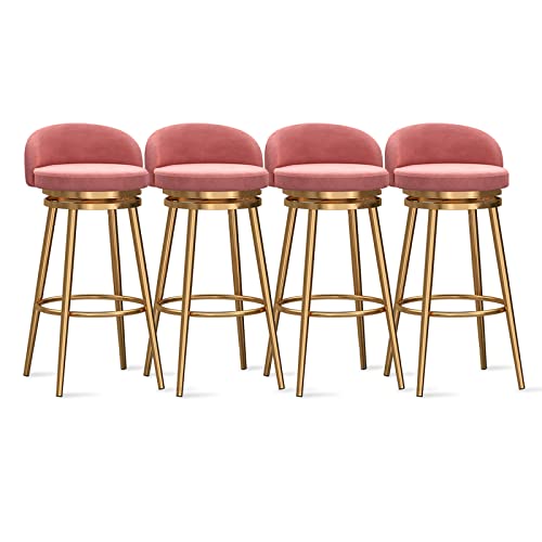 WAGXIyU Barhocker, um 360° drehbare Barhocker mit Rückenlehne, samtgepolsterte Fußstütze aus goldfarbenem Metall, Stühle in Thekenhöhe für die Kneipenküche von WAGXIyU