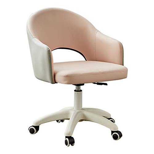 WAGXIyU Drehbarer Schreibtischstuhl aus Kunstleder mit mittlerer Rückenlehne, ergonomischer Arbeitsstuhl, 360° drehbarer Computerstuhl mit Armlehne und leisen Rollen, Pink für Heimbürostuhl von WAGXIyU