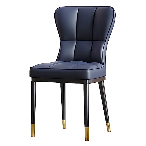 WAGXIyU Esszimmerstühle aus PU-Leder für Zuhause, moderner armloser Stuhl mit Metallbeinen, gepolsterter Luxus-Wohnzimmerstuhl für Restaurant, Wohnzimmer, Wartezimmer, Bauernhaus (Farbe: Blau) von WAGXIyU