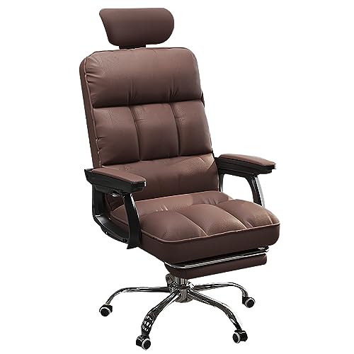 WAGXIyU Home-Office-Stuhl, Chefschreibtisch, Computerstuhl mit hoher Rückenlehne, höhenverstellbarer und drehbarer Arbeitsstuhl, Stuhl mit Lendenwirbelstütze, PU-Leder, 90°-130°-Neigungsfunktion von WAGXIyU