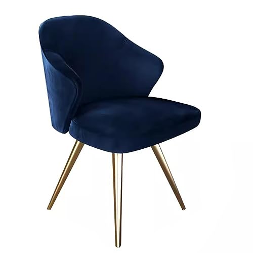 WAGXIyU Moderne Samt-Make-up-Esszimmerstühle, gepolsterter Mid-Century-Schreibtisch, bequemer Beistellstuhl mit goldenen Beinen für das Wohnzimmer in der Küche (Farbe: Blau) von WAGXIyU