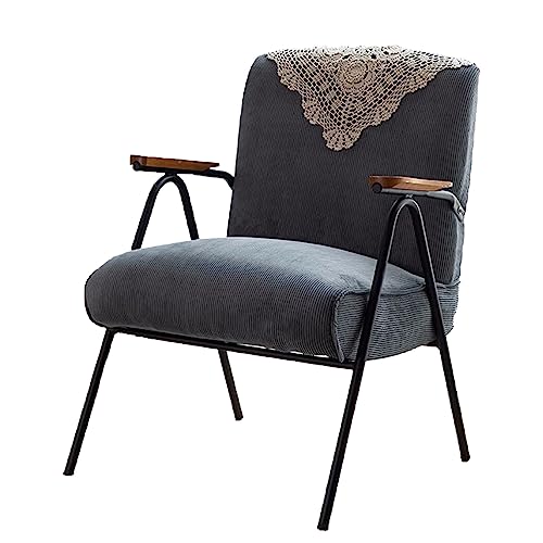 WAGXIyU Moderner Cord-Sessel, getufteter Sessel, Lounge-Stuhl, Einzelsofa mit Metallbeinen für Schlafzimmer/Wohnzimmer/Lesen (Farbe: Hellgrau) von WAGXIyU