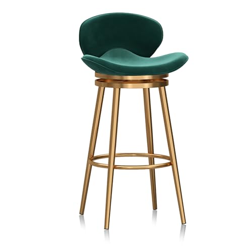 WAGXIyU Samt-Barhocker, 1er-Set, um 360 Grad drehbare Barhocker, Moderne gepolsterte Barstühle mit Rückenlehne und Fußstütze, Esszimmerstühle für die Heimkücheninsel, Grün von WAGXIyU