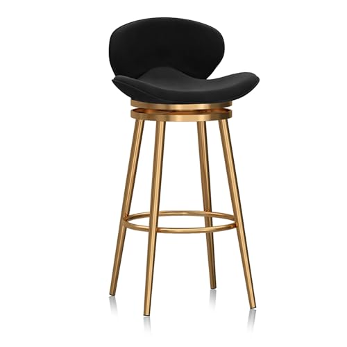 WAGXIyU Samt-Barhocker, 1er-Set, um 360 Grad drehbare Barhocker, Moderne gepolsterte Barstühle mit Rückenlehne und Fußstütze, Esszimmerstühle für die Heimkücheninsel, Schwarz von WAGXIyU