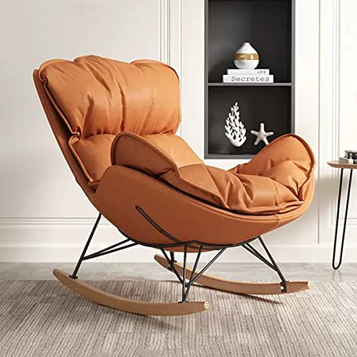 WAGXIyU Schaukelstuhl, bequemer Stuhl für Schlafzimmer, gepolsterter Glider-Stuhl, Lounge-Sessel, Liegestuhl, für das Büro im Zimmer, Lazy Chair, moderner Stuhl, ergonomisches Design (Farbe: Orange) von WAGXIyU