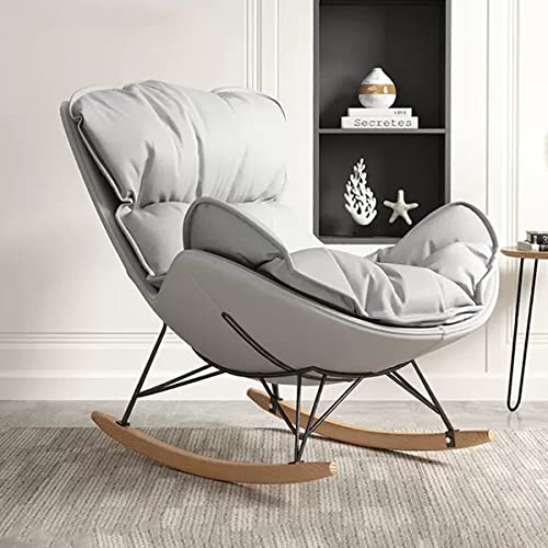 WAGXIyU Schaukelstuhl, bequemer Stuhl für Schlafzimmer, gepolsterter Glider-Stuhl, Lounge-Sessel, Liegestuhl, für das Büro im Zimmer, Lazy Chair, moderner Stuhl, ergonomisches Design (Farbe: Grau) von WAGXIyU